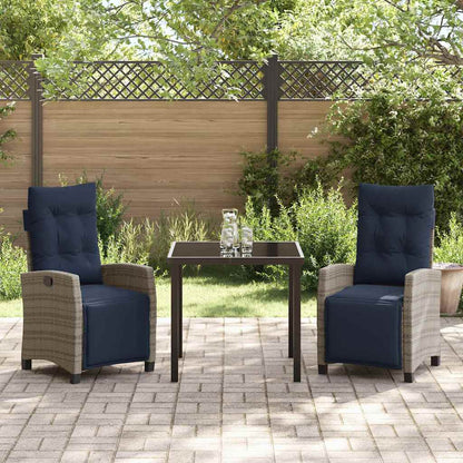 Set da Pranzo per Giardino con cuscino 3 pcs Grigio polyrattan | homemem39