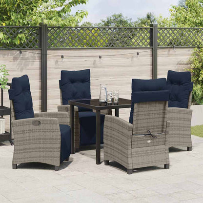 Set da Pranzo per Giardino con cuscino 5 pcs Grigio polyrattan | homemem39