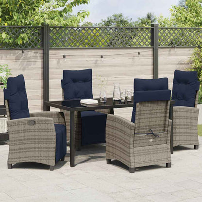 Set da Pranzo per Giardino con cuscino 5 pcs Grigio polyrattan | homemem39