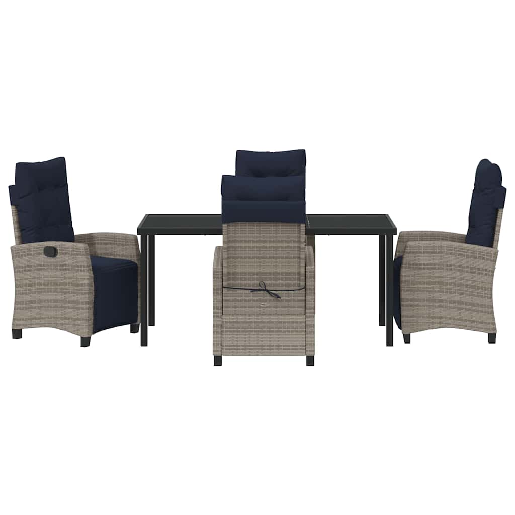 Set da Pranzo per Giardino con cuscino 5 pcs Grigio polyrattan | homemem39