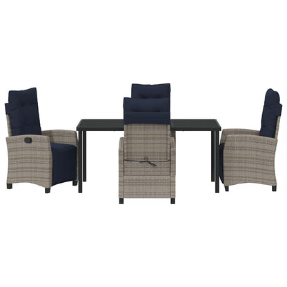 Set da Pranzo per Giardino con cuscino 5 pcs Grigio polyrattan | homemem39