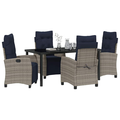 Set da Pranzo per Giardino con cuscino 5 pcs Grigio polyrattan | homemem39