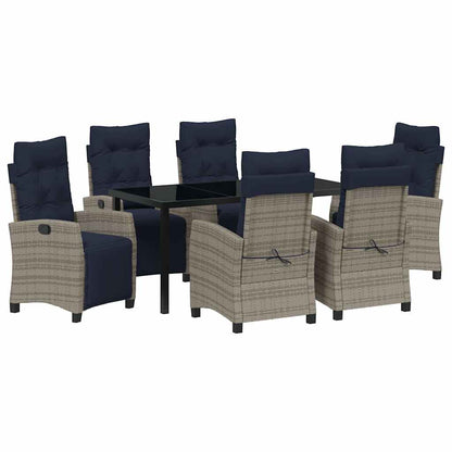 Set da Pranzo per Giardino con cuscino 7 pcs Grigio polyrattan | homemem39