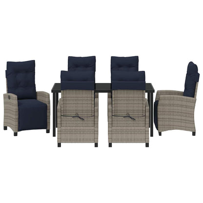 Set da Pranzo per Giardino con cuscino 7 pcs Grigio polyrattan | homemem39
