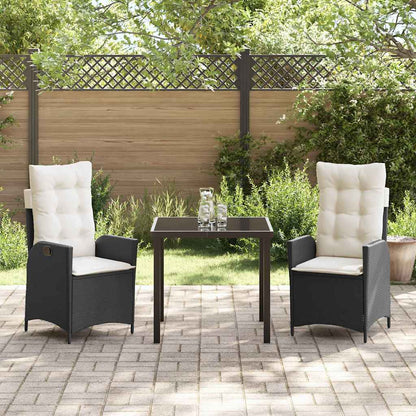 Set da Pranzo per Giardino 3 pcs Nero polyrattan - homemem39