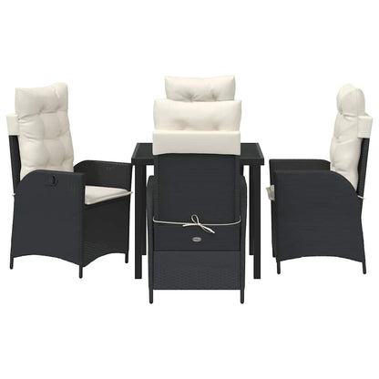 Set da Pranzo per Giardino 5 pcs Nero polyrattan - homemem39