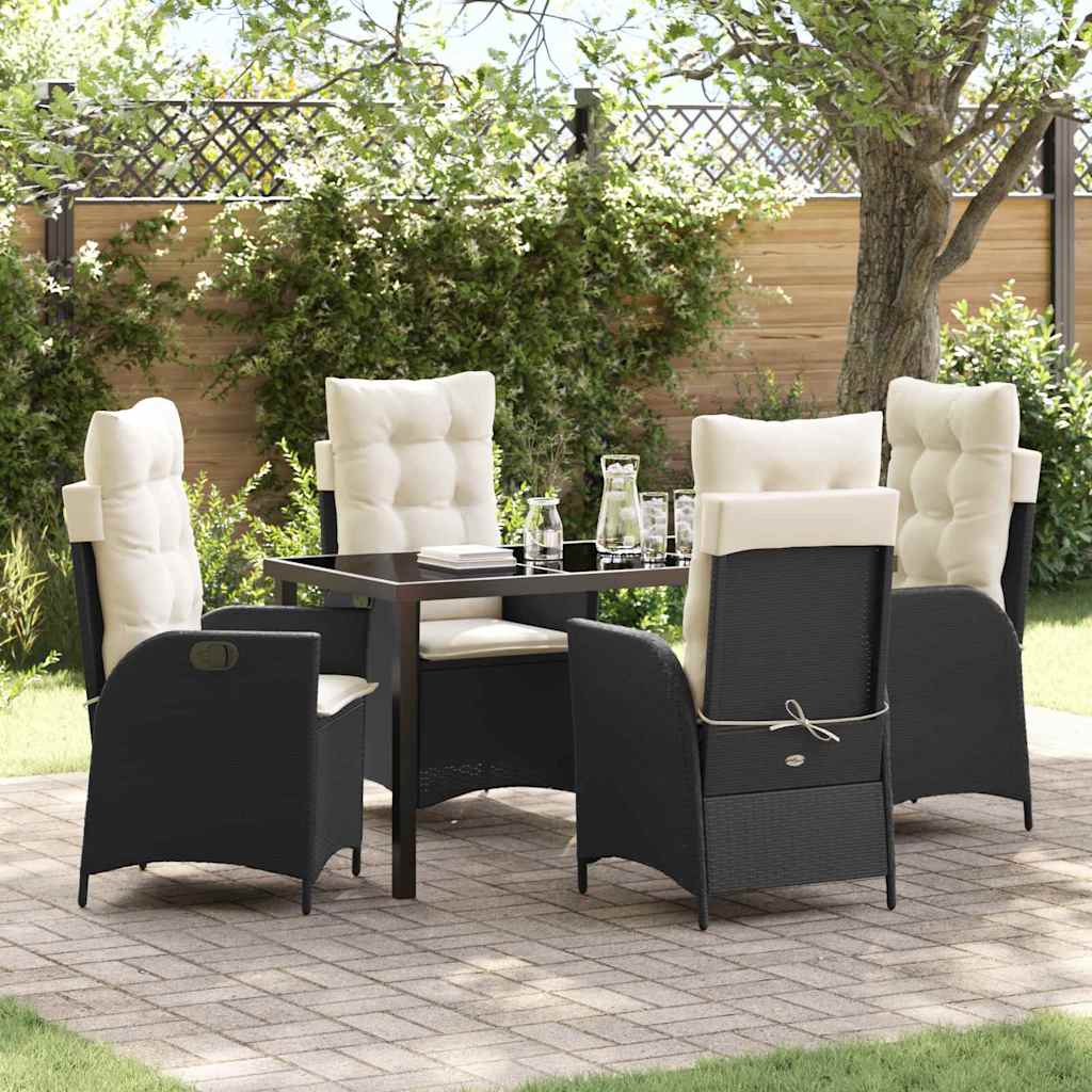 Set da Pranzo per Giardino 5 pcs Nero polyrattan - homemem39