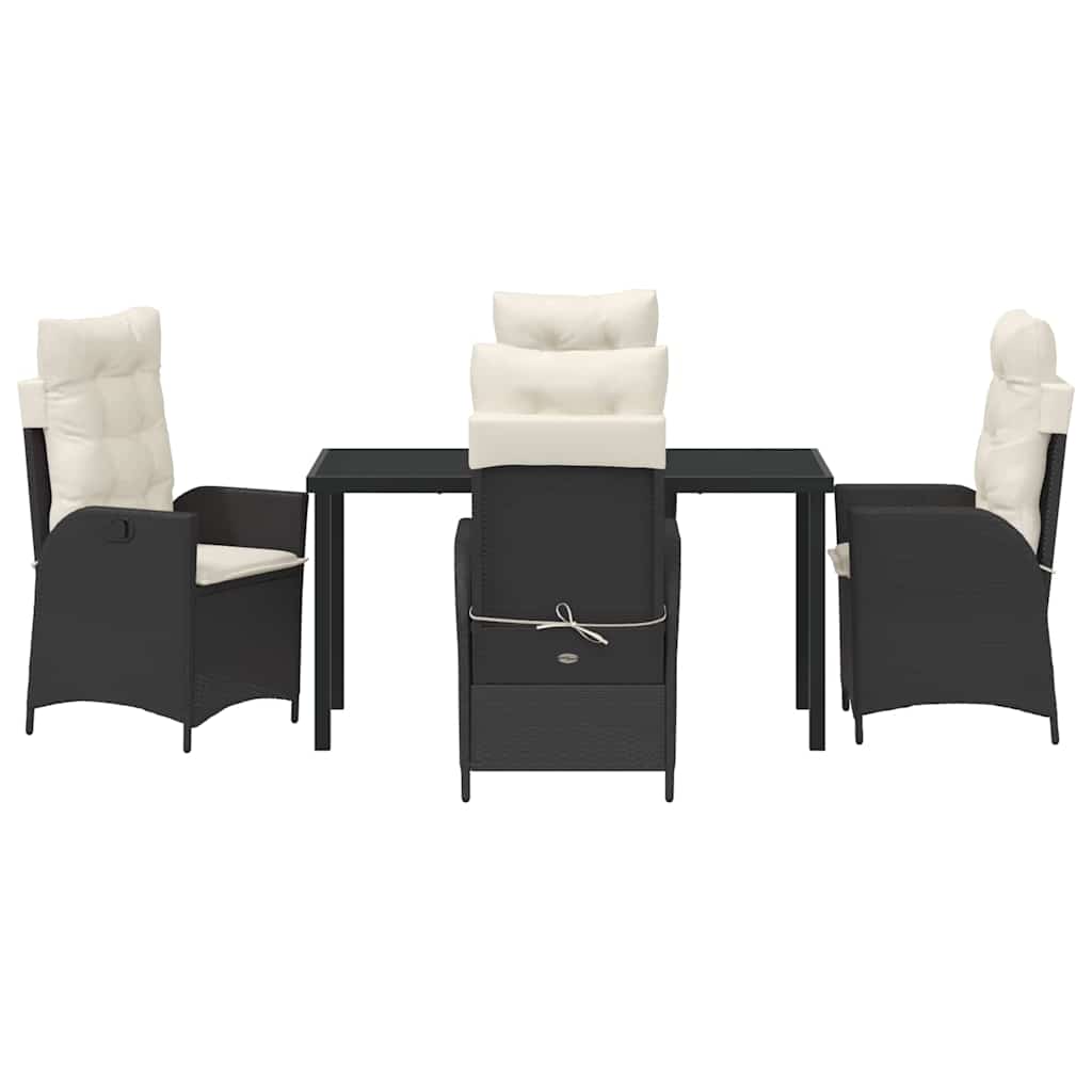 Set da Pranzo per Giardino 5 pcs Nero polyrattan - homemem39