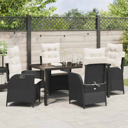 Set da Pranzo per Giardino 5 pcs Nero polyrattan - homemem39