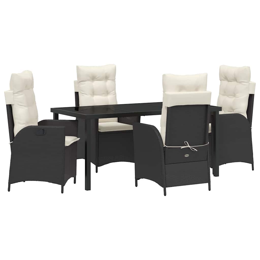 Set da Pranzo per Giardino 5 pcs Nero polyrattan - homemem39