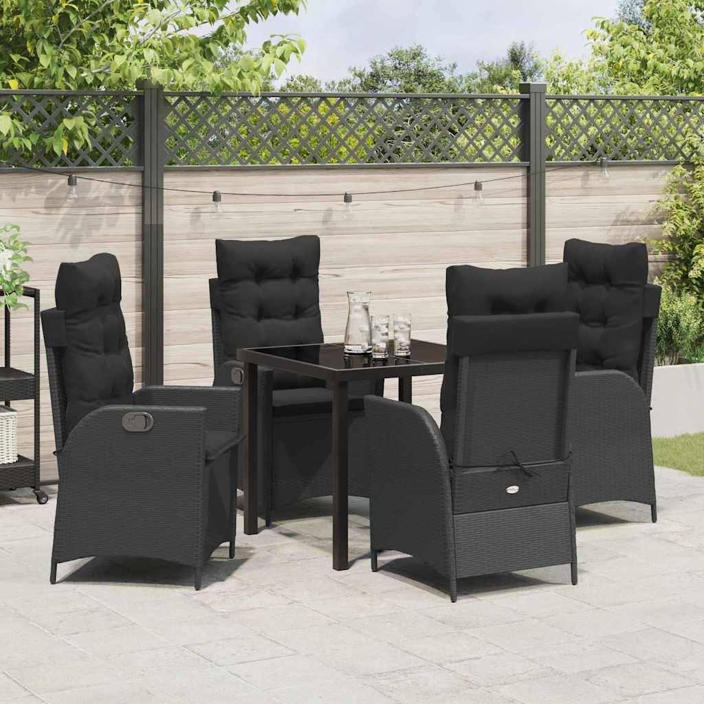 Set da Pranzo per Giardino 5 pcs Nero polyrattan - homemem39