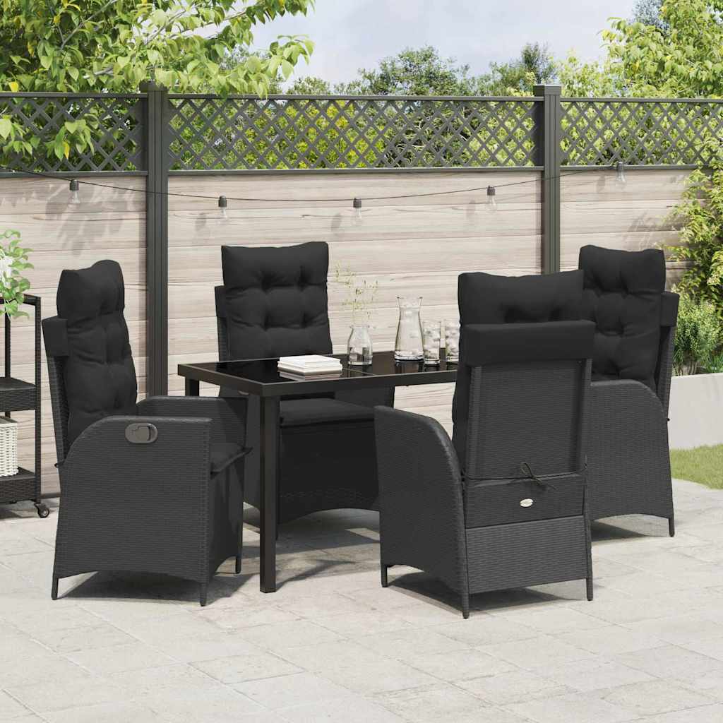 Set da Pranzo per Giardino 5 pcs Nero polyrattan - homemem39