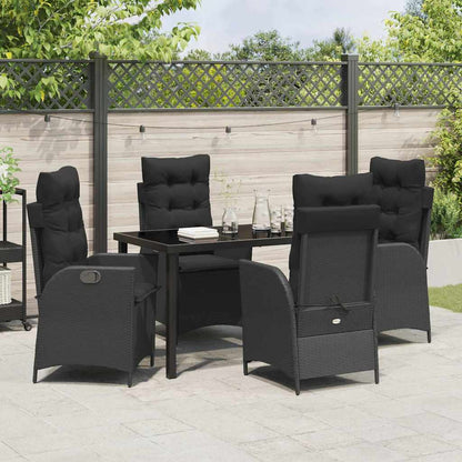 Set da Pranzo per Giardino 5 pcs Nero polyrattan - homemem39