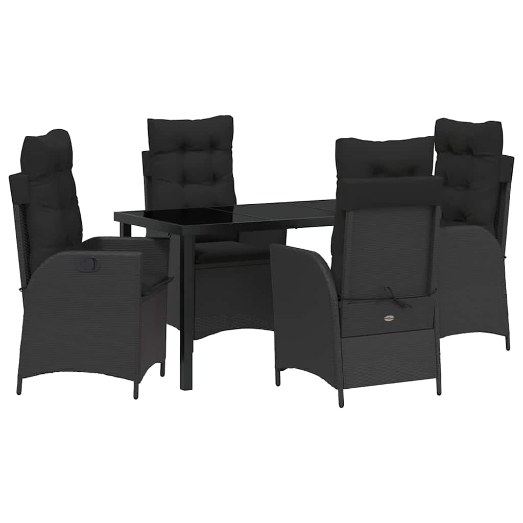 Set da Pranzo per Giardino 5 pcs Nero polyrattan - homemem39
