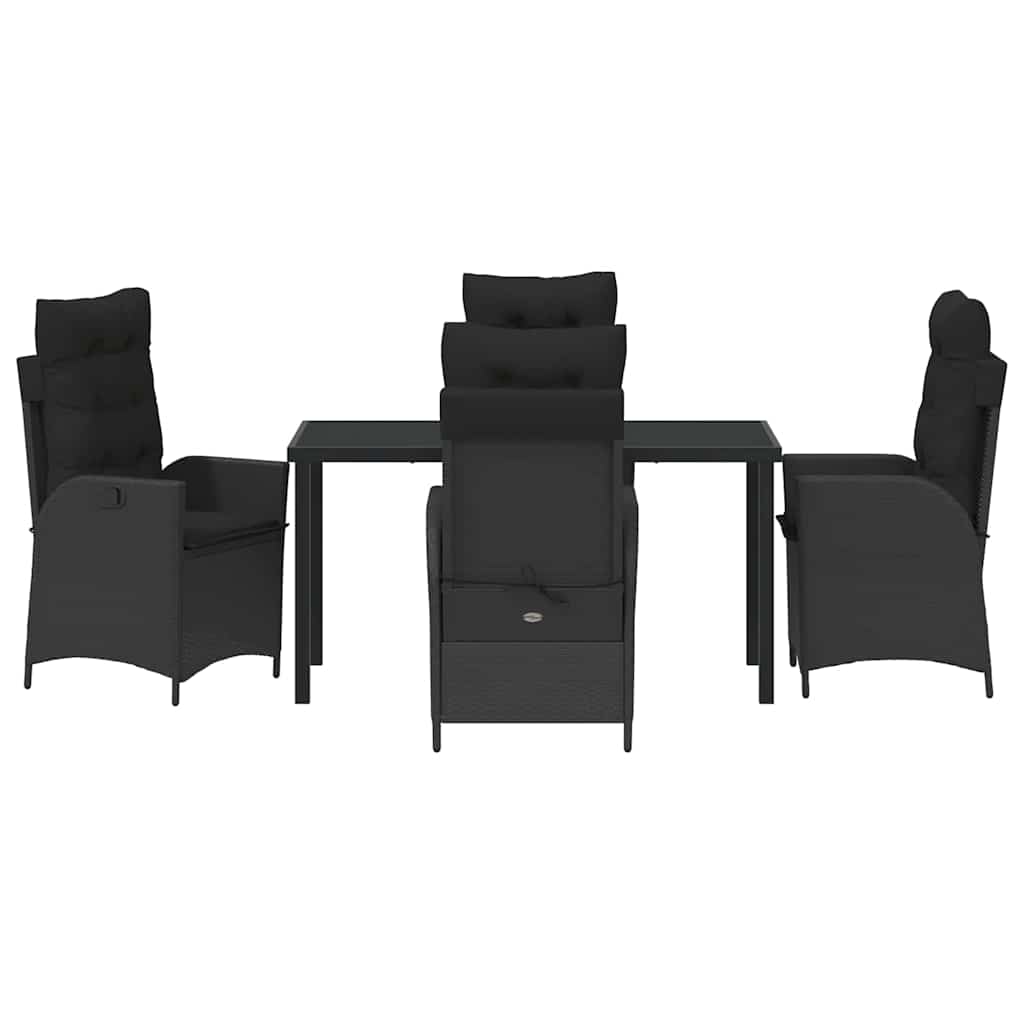 Set da Pranzo per Giardino 5 pcs Nero polyrattan - homemem39