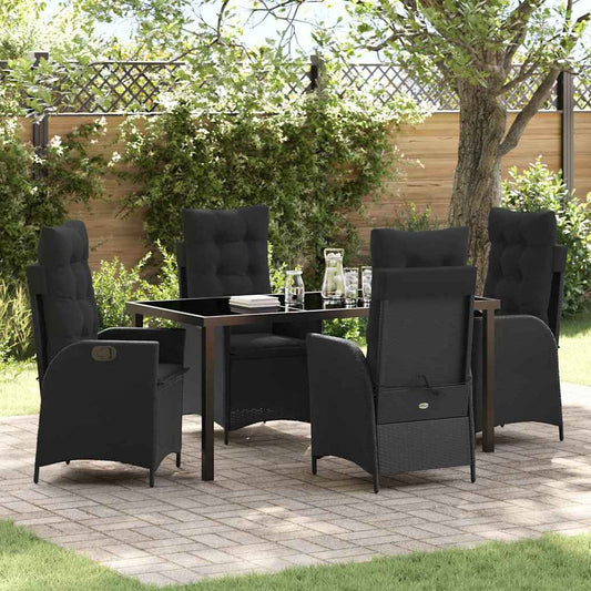 Set da Pranzo per Giardino 5 pcs Nero polyrattan - homemem39