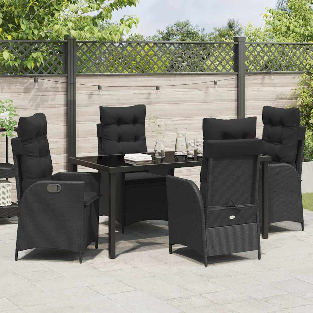 Set da Pranzo per Giardino 5 pcs Nero polyrattan - homemem39