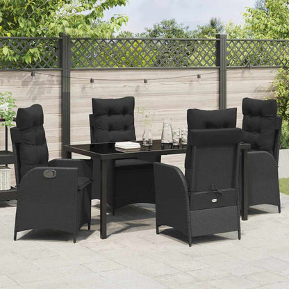 Set da Pranzo per Giardino 5 pcs Nero polyrattan - homemem39