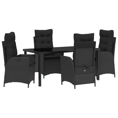 Set da Pranzo per Giardino 5 pcs Nero polyrattan - homemem39