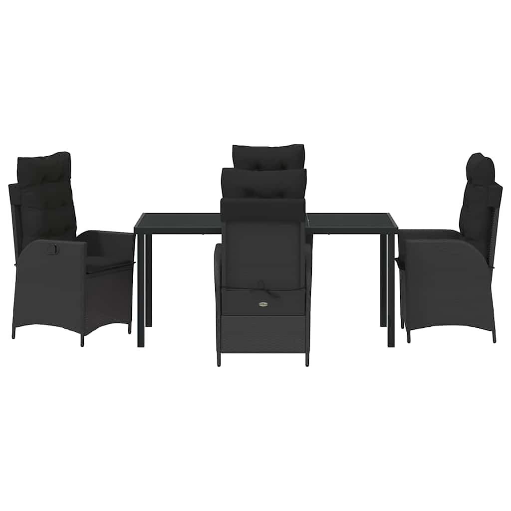 Set da Pranzo per Giardino 5 pcs Nero polyrattan - homemem39