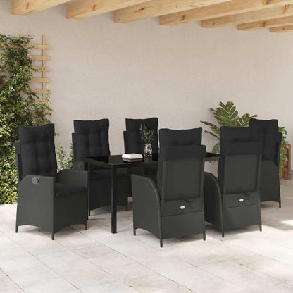Set da Pranzo per Giardino 7 pcs Nero polyrattan - homemem39