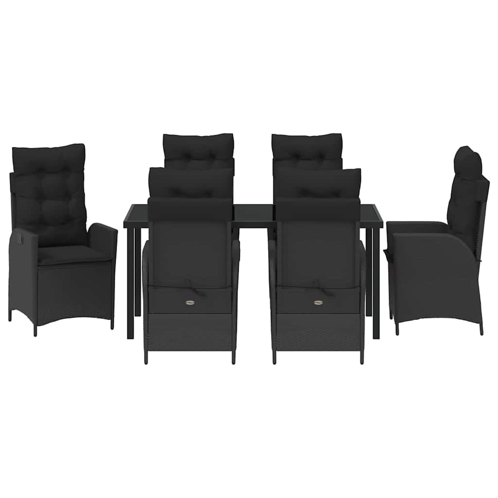 Set da Pranzo per Giardino 7 pcs Nero polyrattan - homemem39