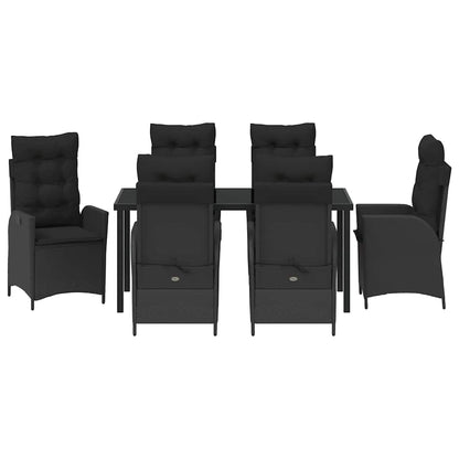 Set da Pranzo per Giardino 7 pcs Nero polyrattan - homemem39