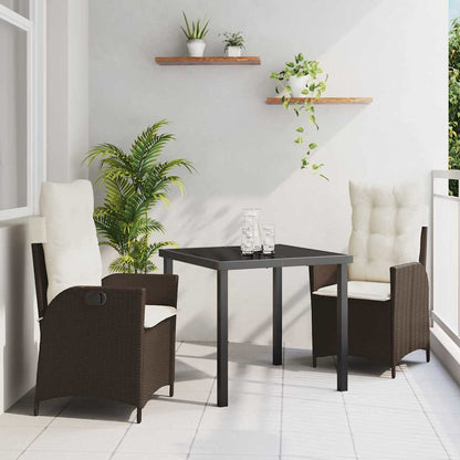 Set da Pranzo per Giardino 3 pcs Marrone polyrattan - homemem39