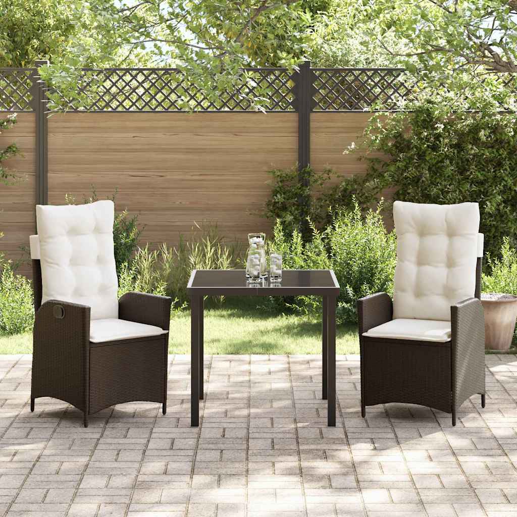 Set da Pranzo per Giardino 3 pcs Marrone polyrattan - homemem39