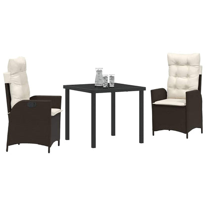 Set da Pranzo per Giardino 3 pcs Marrone polyrattan - homemem39