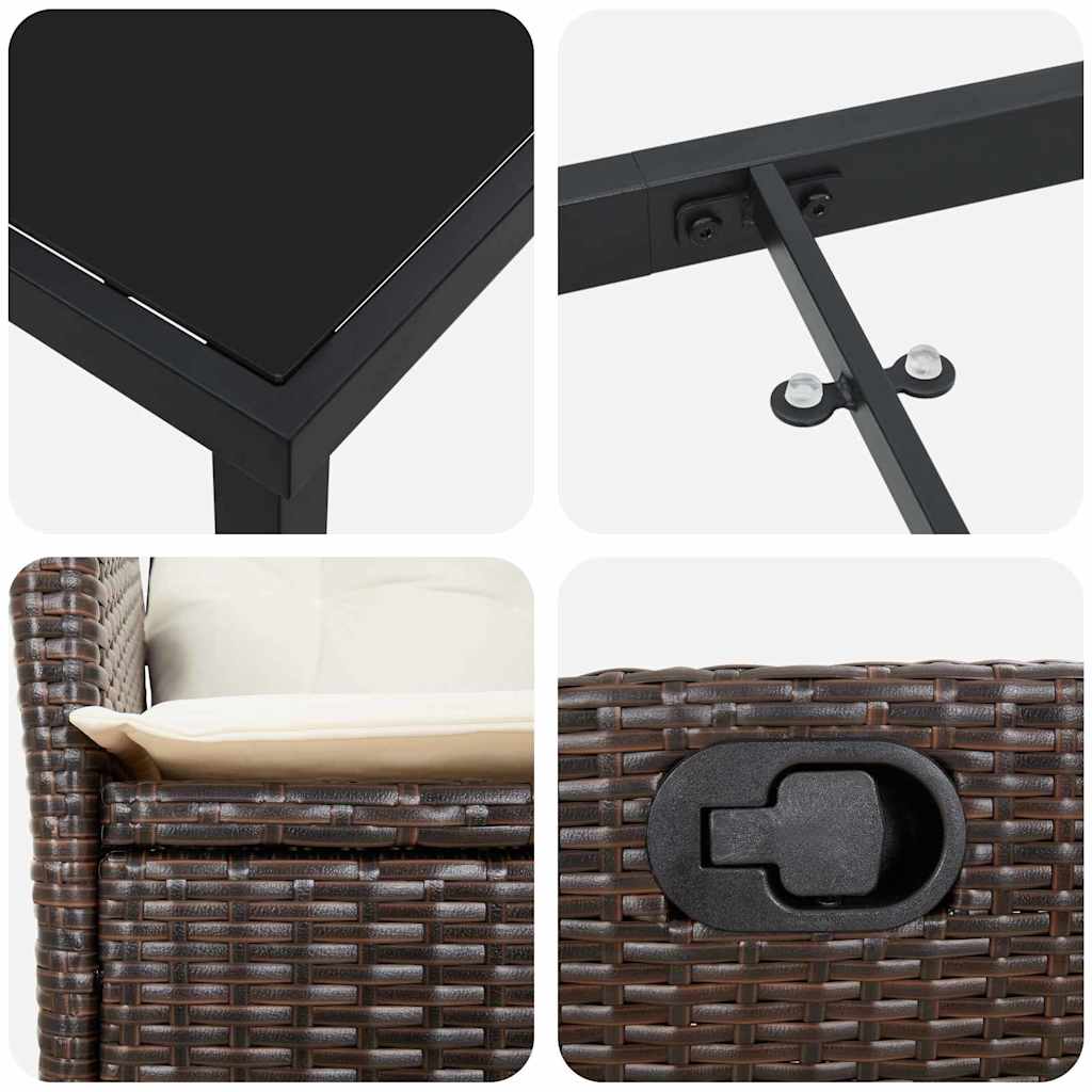 Set da Pranzo per Giardino 5 pcs Marrone polyrattan - homemem39