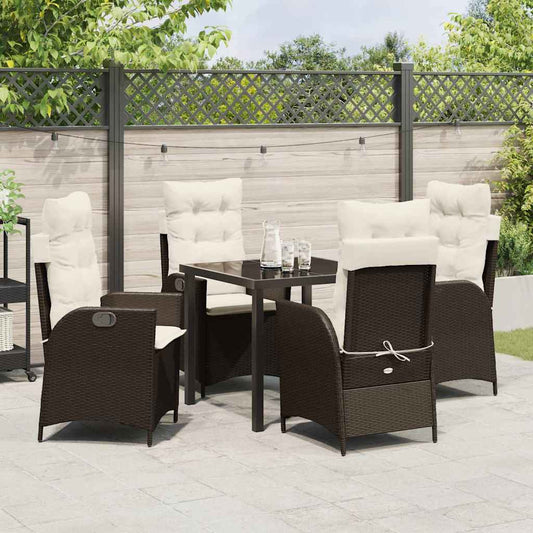 Set da Pranzo per Giardino 5 pcs Marrone polyrattan - homemem39