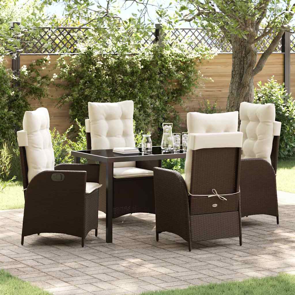 Set da Pranzo per Giardino 5 pcs Marrone polyrattan - homemem39