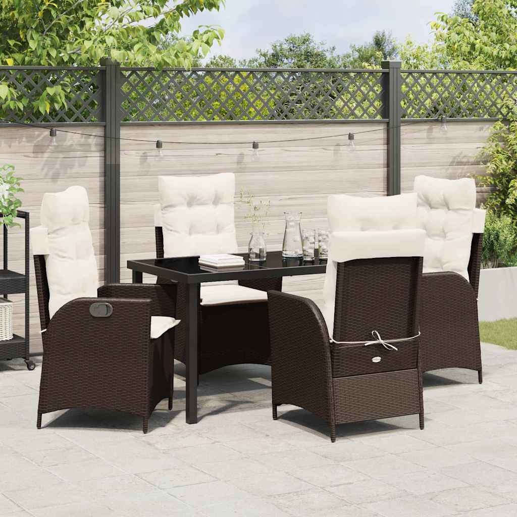 Set da Pranzo per Giardino 5 pcs Marrone polyrattan - homemem39