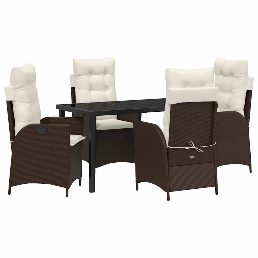 Set da Pranzo per Giardino 5 pcs Marrone polyrattan - homemem39