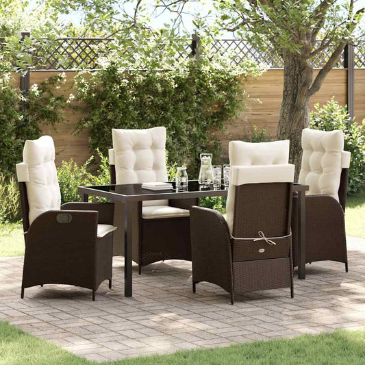 Set da Pranzo per Giardino 5 pcs Marrone polyrattan - homemem39