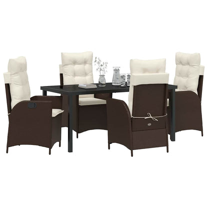 Set da Pranzo per Giardino con cuscino 5 pcs Marrone polyrattan | homemem39