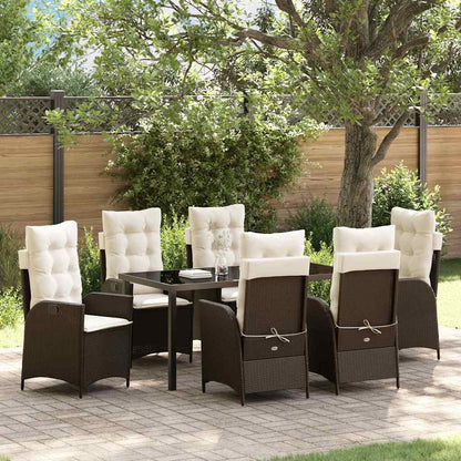 Set da Pranzo per Giardino 7 pcs Marrone polyrattan - homemem39