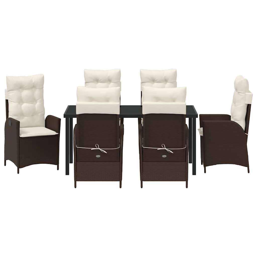 Set da Pranzo per Giardino 7 pcs Marrone polyrattan - homemem39