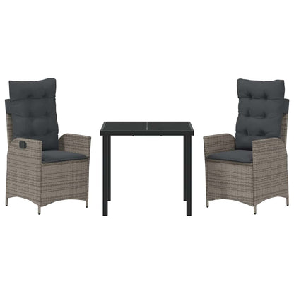 Set da Pranzo per Giardino 3 pcs Grigio polyrattan - homemem39