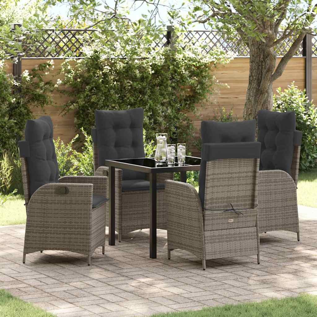 Set da Pranzo per Giardino 5 pcs Grigio polyrattan - homemem39