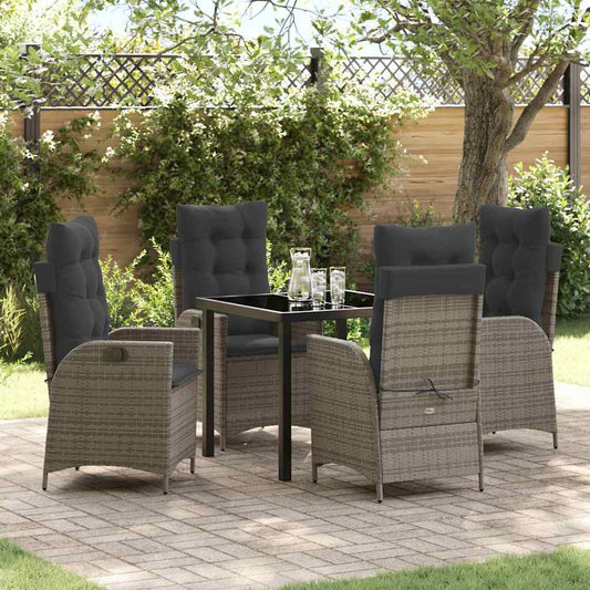 Set da Pranzo per Giardino 5 pcs Grigio polyrattan - homemem39