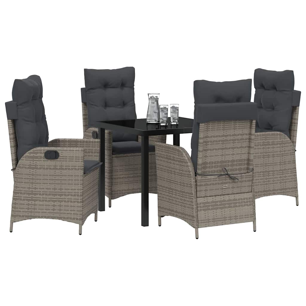 Set da Pranzo per Giardino 5 pcs Grigio polyrattan - homemem39