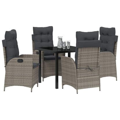 Set da Pranzo per Giardino 5 pcs Grigio polyrattan - homemem39