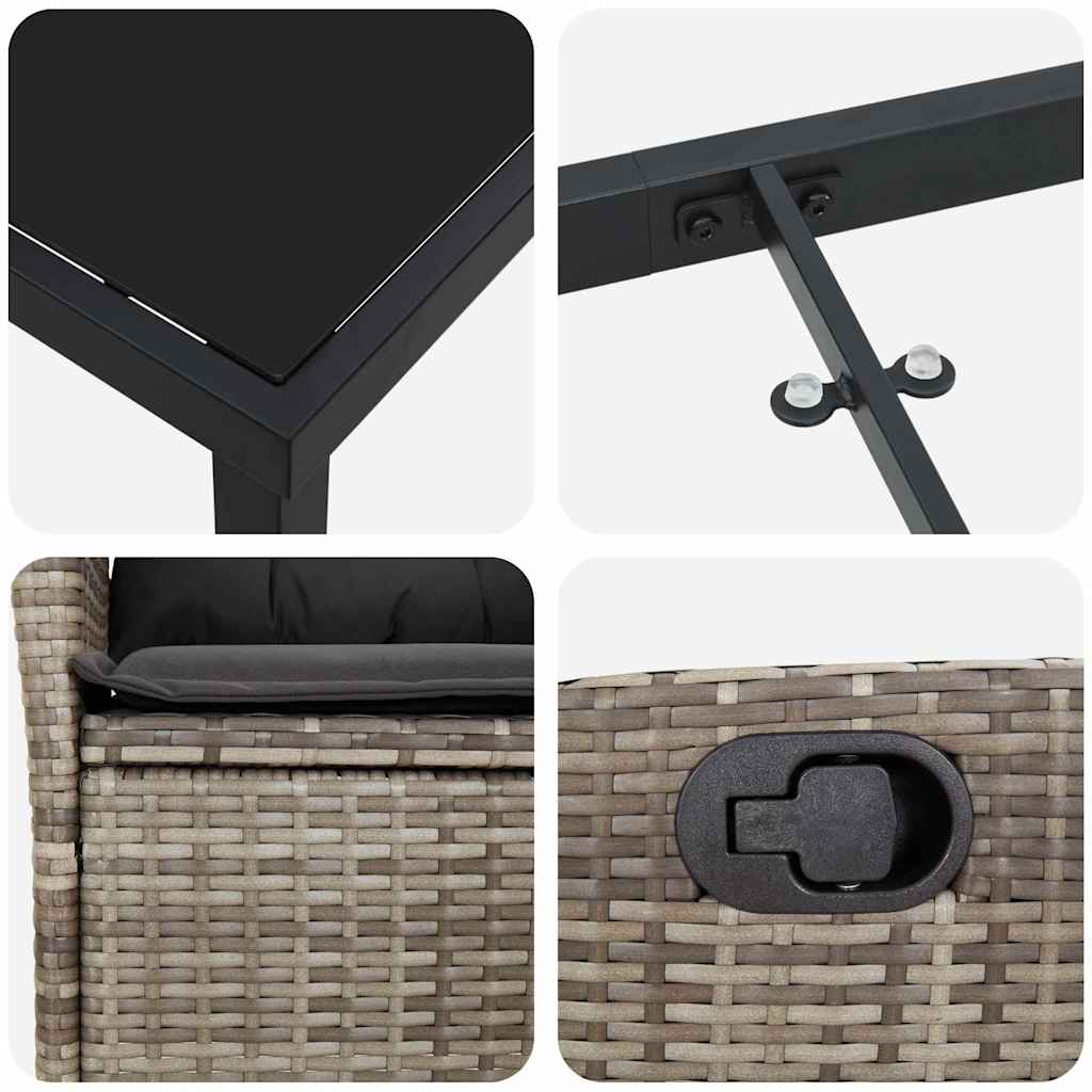 Set da Pranzo per Giardino 5 pcs Grigio polyrattan - homemem39