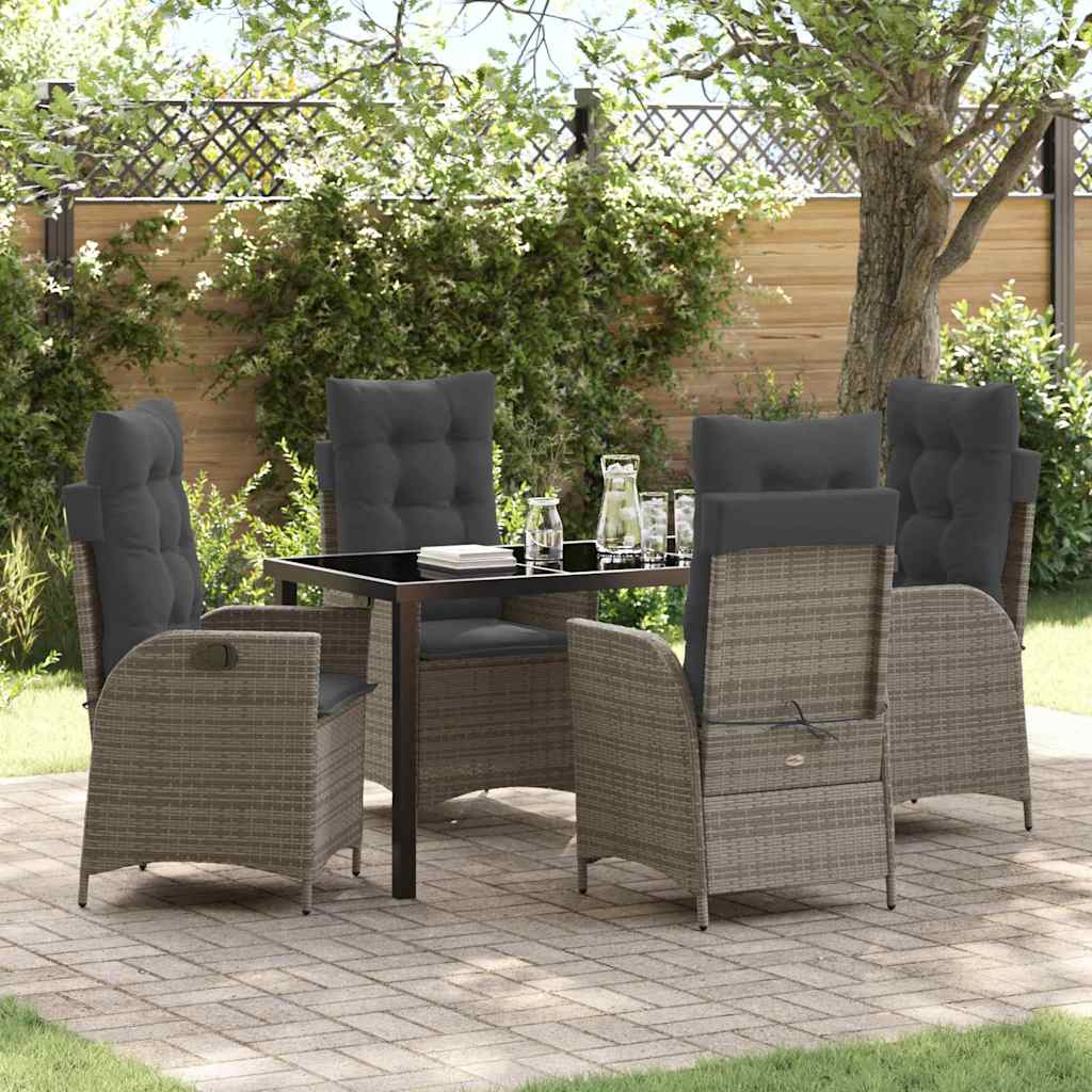 Set da Pranzo per Giardino 5 pcs Grigio polyrattan - homemem39