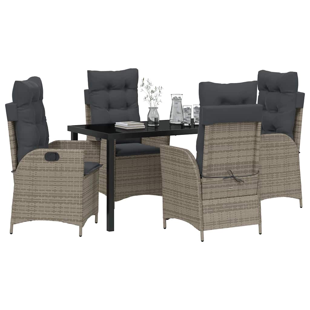 Set da Pranzo per Giardino 5 pcs Grigio polyrattan - homemem39