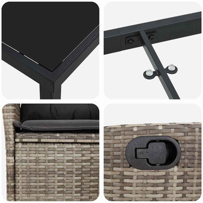 Set da Pranzo per Giardino 5 pcs Grigio polyrattan - homemem39