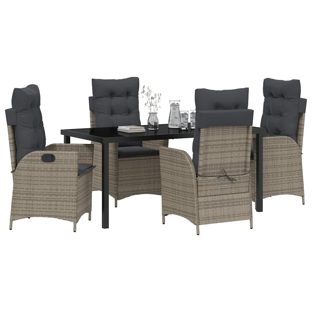 Set da Pranzo per Giardino 5 pcs Grigio polyrattan - homemem39