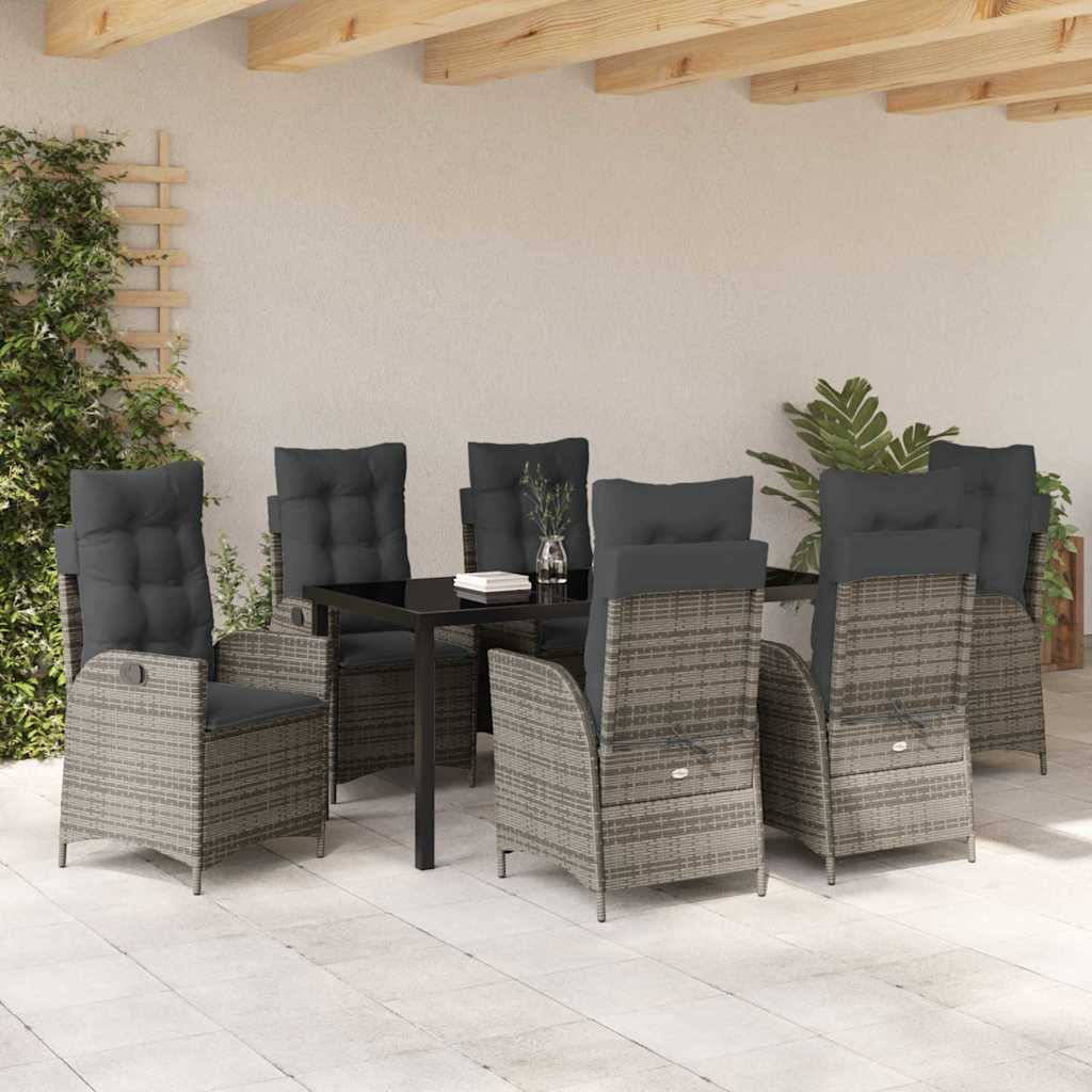 Set da Pranzo per Giardino 7 pcs Grigio polyrattan - homemem39